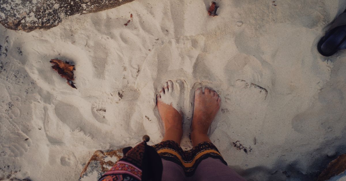 Bare feet standing on a sunlit sandy beach, showing intricate fabric detail. - Evidence evidence guide for rhodiola rosea stress randomized trial