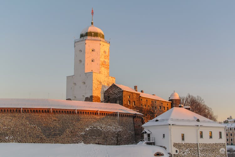 Old Stone Castle Against Blue Sky