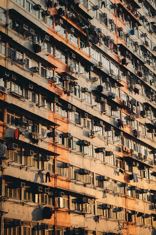 Free Facade of Residential Building in Hong Kong Stock Photo