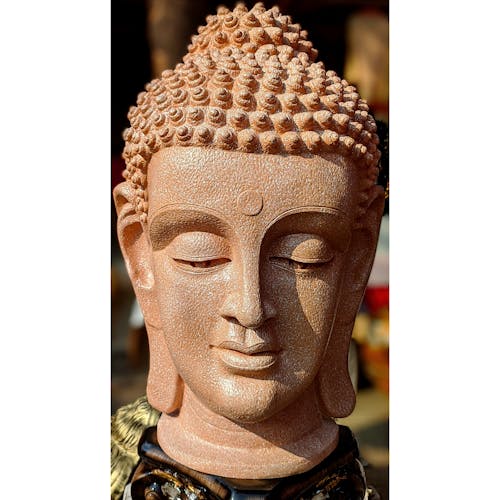 Buddha Face Statue in Close Up Photography