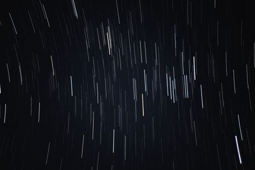 Captivating long-exposure shot of star trails, capturing the night sky's motion from Kollam, India.