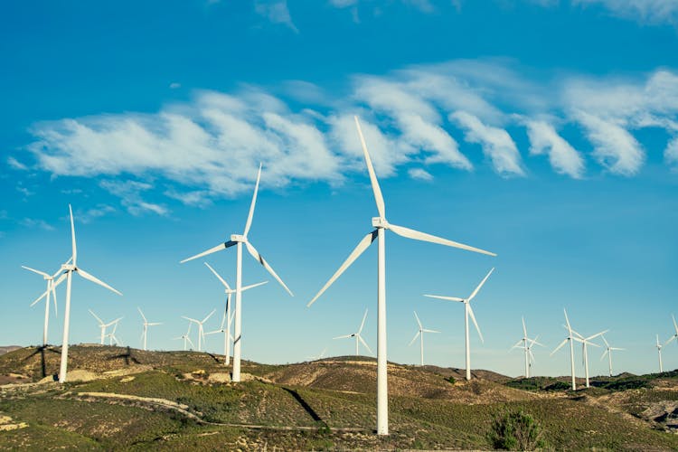 Wind Turbines On Hill