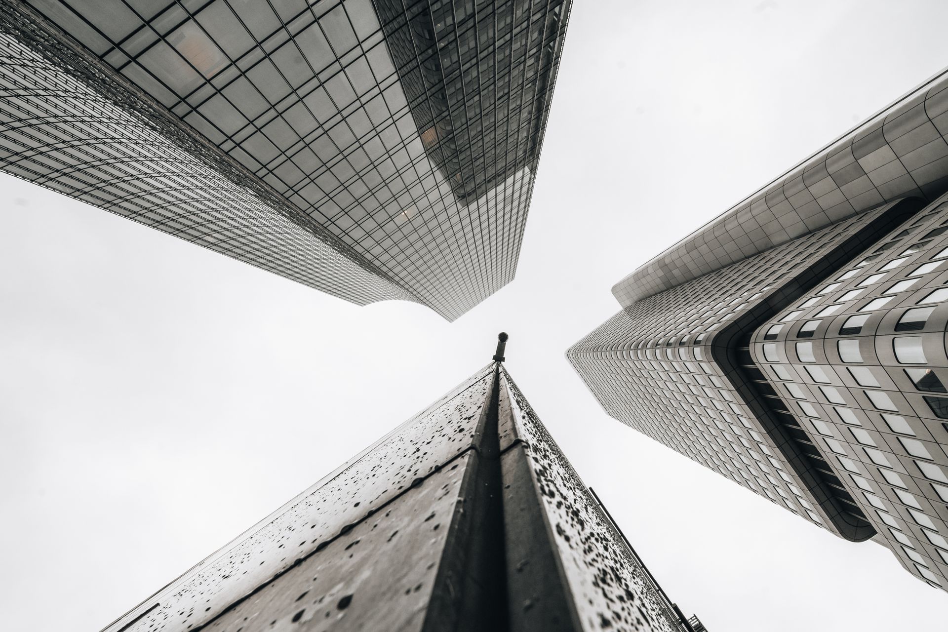 Office Buildings from Directly Below Perspective