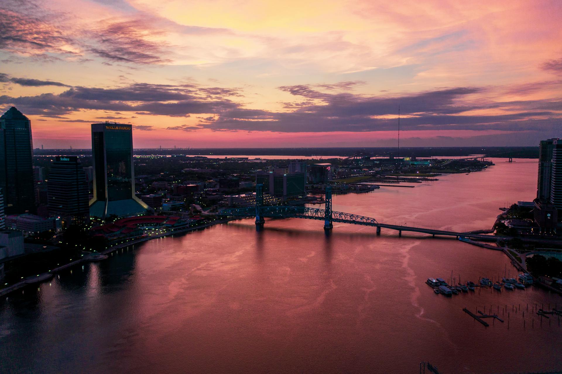 Pink Sunset Over Jacksonville Florida