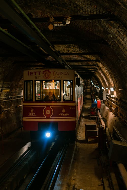 Free Moving Train on a Tunnel Stock Photo