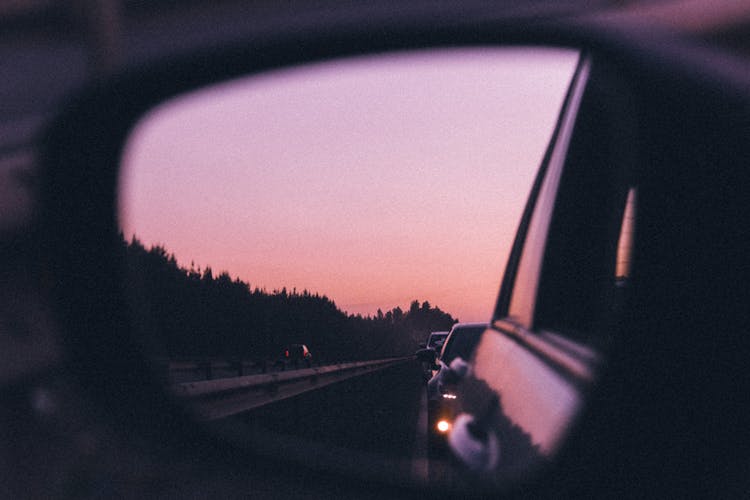 View Of The Side Mirror Of A Car