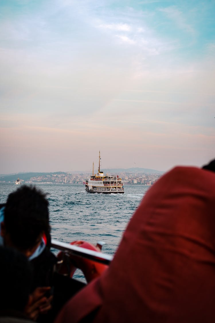 Ship On A Sea At Sunset 