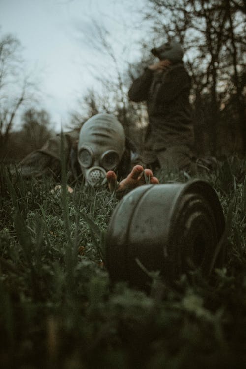 A Person Wearing Gas Mask 