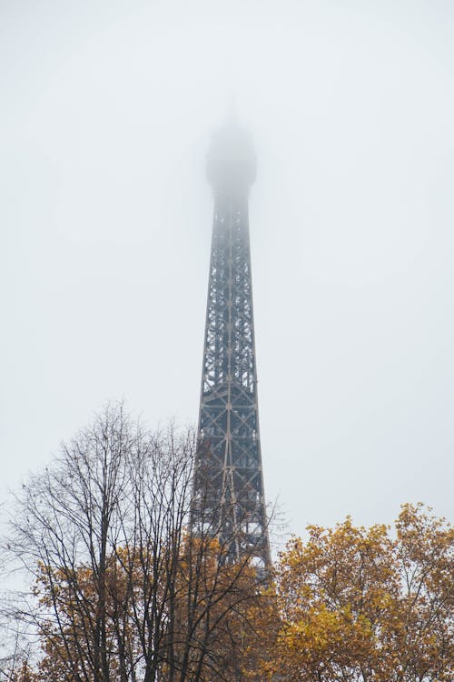 Top of the Eiffel Tower Hidden in the Fog