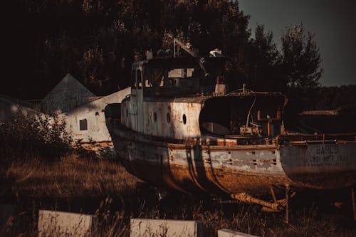 Imagine de stoc gratuită din abandonat, ambarcațiune, arbori