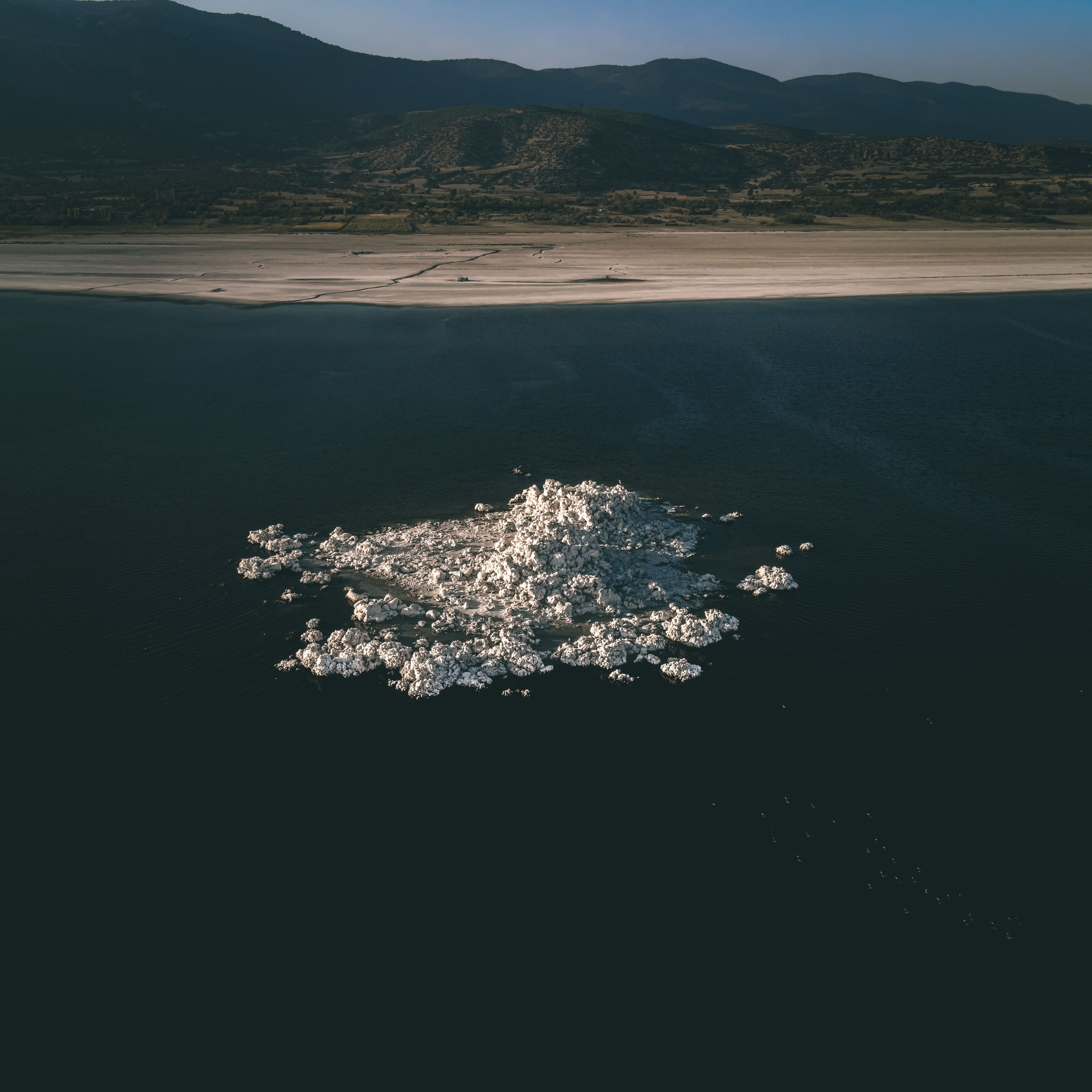 A breathtaking aerial shot of Salda Lake, capturing its stunning natural beauty and unique landscape.
