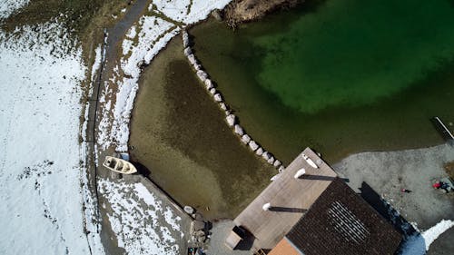 Aerial Photography of Building Roof Near Water