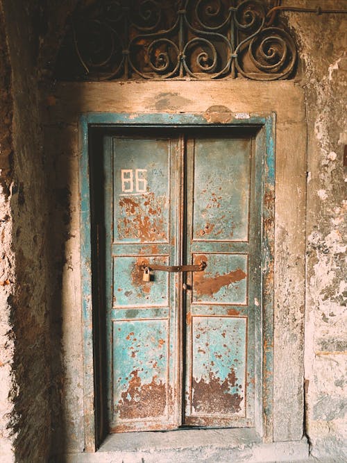 Free Metal Door With Wooden Frame Stock Photo