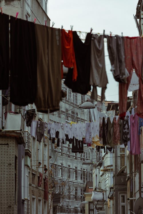 Free Loads of Clothes Hanged on a Line Stock Photo