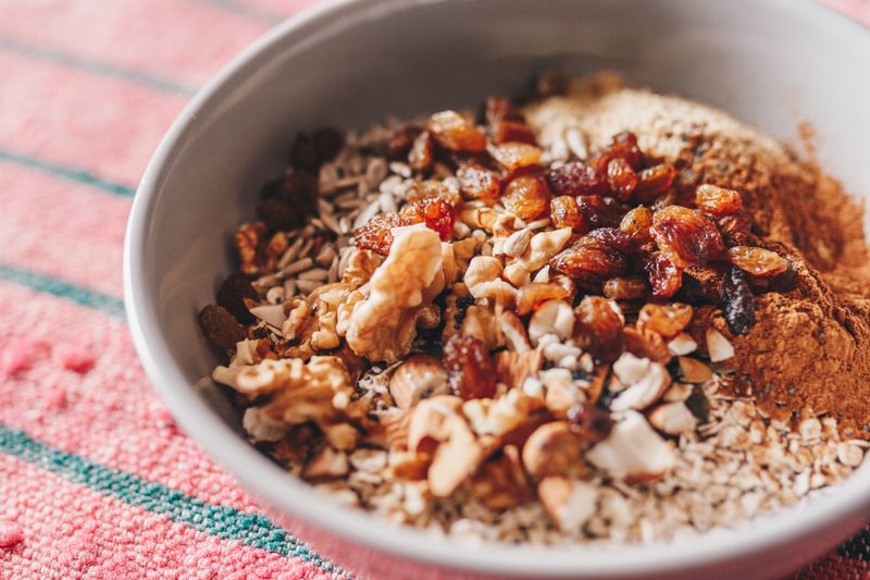 Oatmeal bowl with nuts and seeds