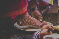 Close-Up Shot of Mehndi Tattoo on a Foot