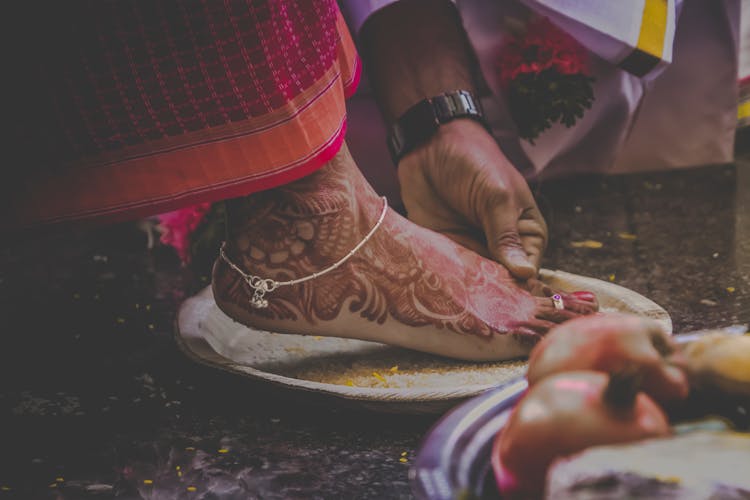 Close-Up Shot Of Mehndi Tattoo On A Foot