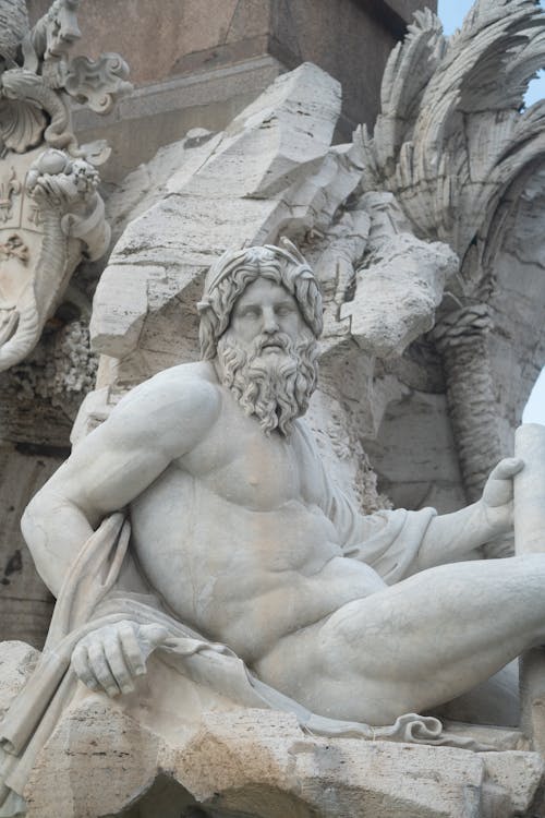 White Statue on Fiumi Fountain