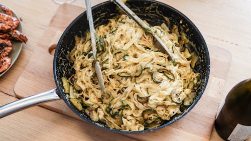 Creamy Pasta Dish in a Black Pan