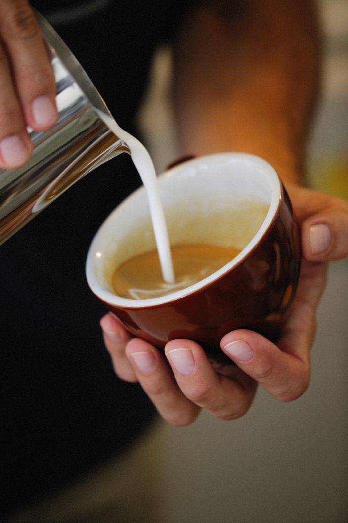 Milk poured for latte art