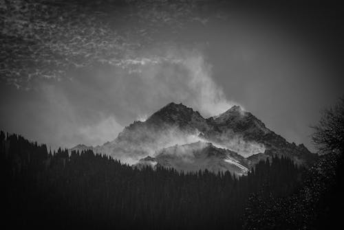 Free Grayscale Photography of Mountains Stock Photo