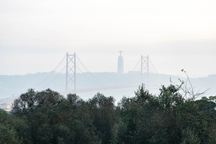 25 De Abril Bridge In Fog 