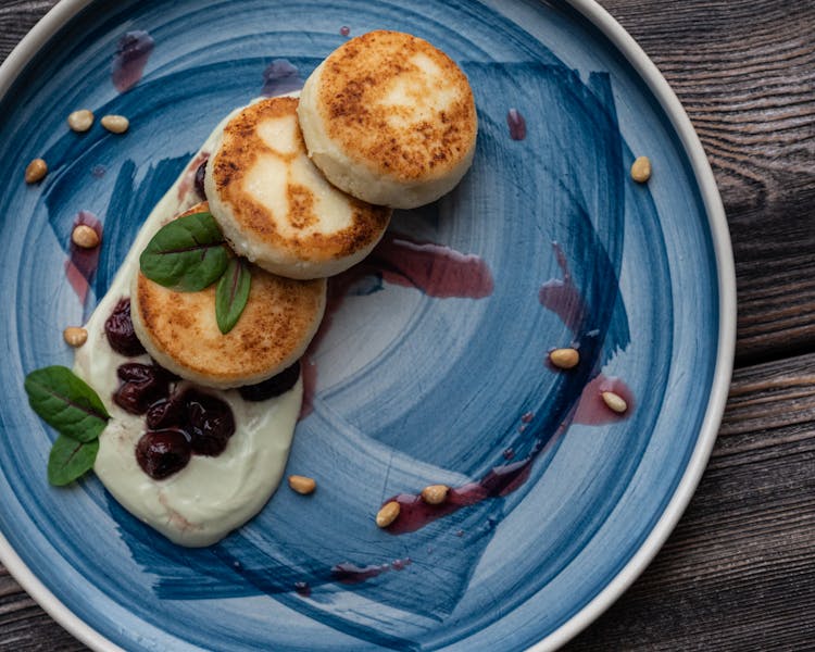 Directly Above View Of Cheese Food On Plate