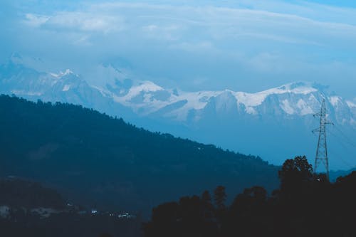 Free stock photo of annapurna, blue mountains, dark background