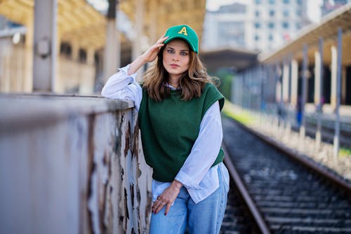 Beautiful Woman in Green Vest