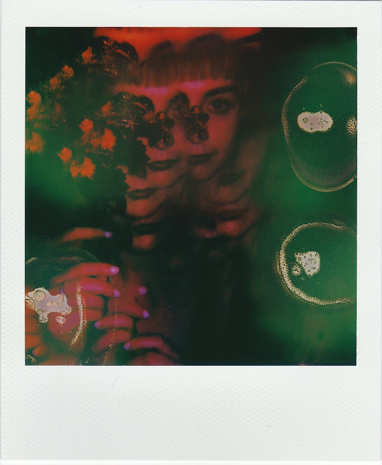 Abstract Polaroid Photograph Of Womans Face