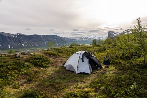 Free Explore serene camping amidst stunning Swedish mountains and lush wilderness. Stock Photo