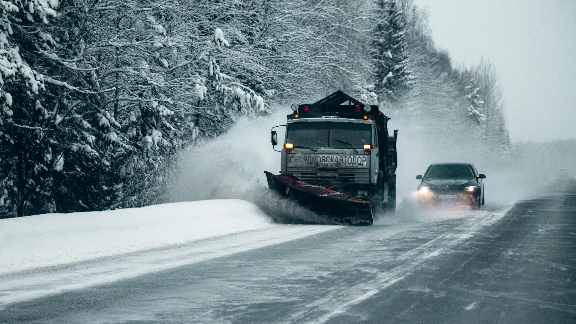 A Winter Service Vehicle Clearing the Road of Snow