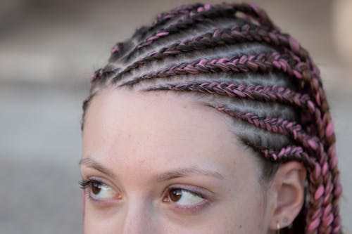 Close Up Photo of a Woman with braided Hair