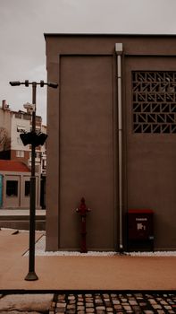 A minimalist street view capturing modern architectural elements in Istanbul.