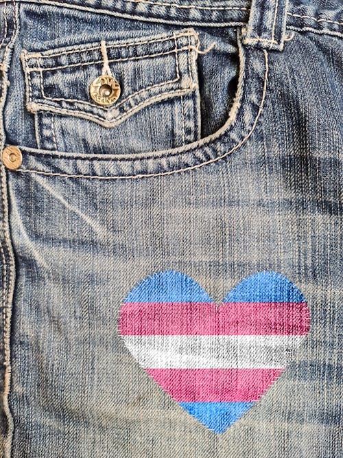 Close Up Shot of a Denim Jeans with Heart Shape