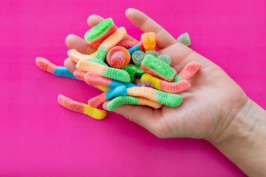 Candies on Person's Hand