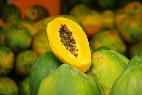 Free Sliced Papaya with Seeds  Stock Photo