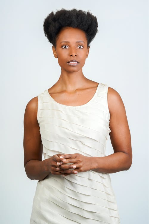 Woman in White Sleeveless Dress 