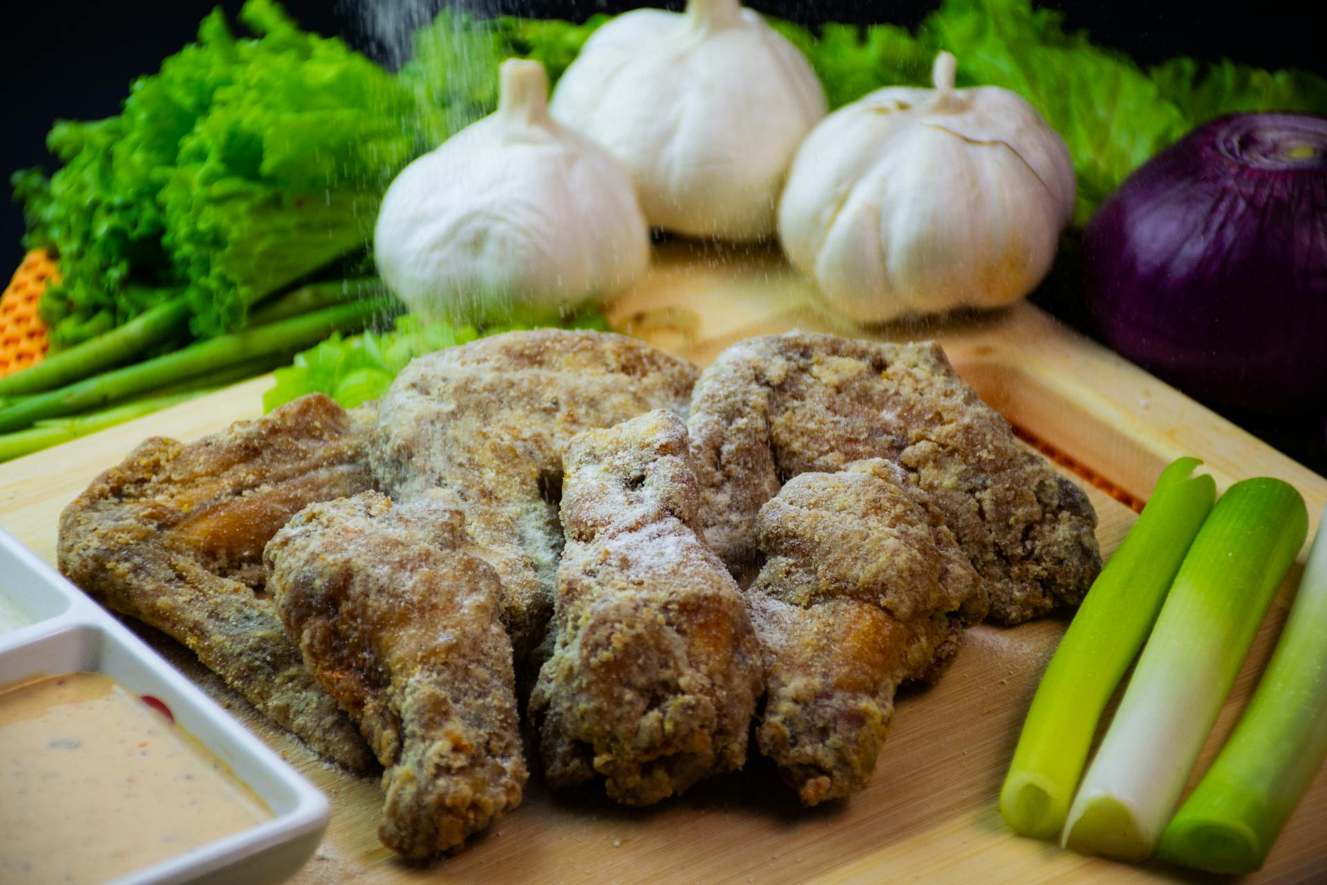 Chicken Wings Seasoned with White Powder