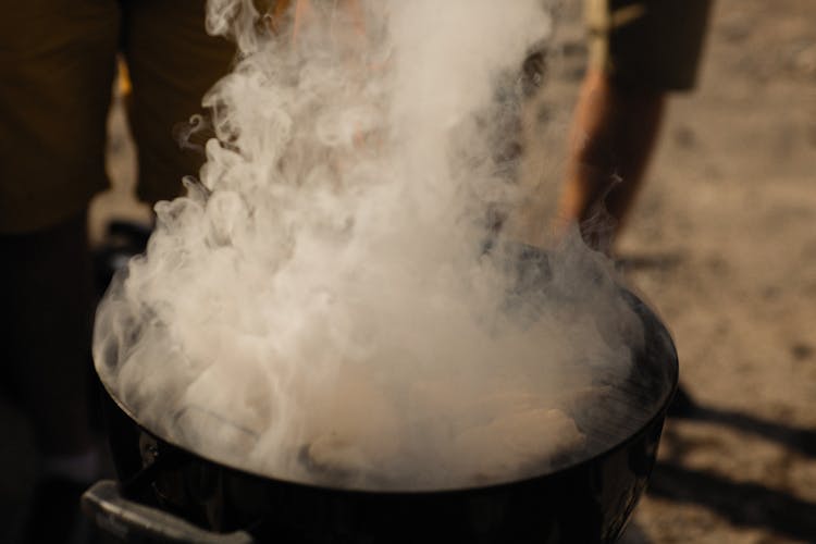 Steaming Grill At Beach