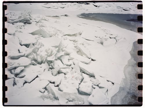 Snow and Ice on a Shore in Winter 