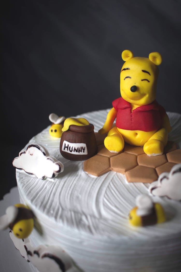 Birthday Cake With Winnie The Pooh Figurine 