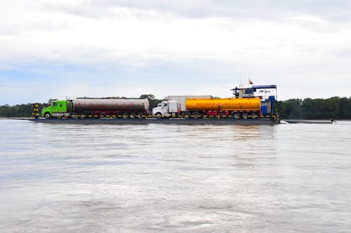 Tanker Trucks on a Barge