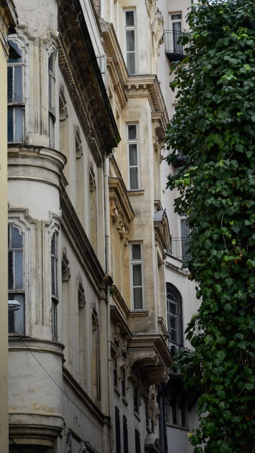 Free Vertical view of ornate, historic building facades in İstanbul, showcasing gothic architectural elements. Stock Photo