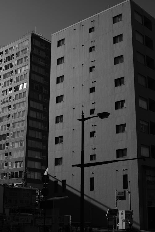 Grayscale Photo of Buildings