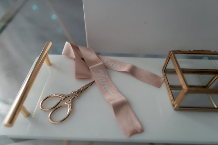 Scissors, Ribbon And Box