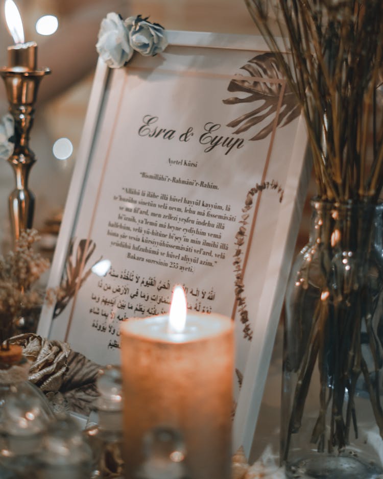 Wax Candle And Card In Turkish And Arabic