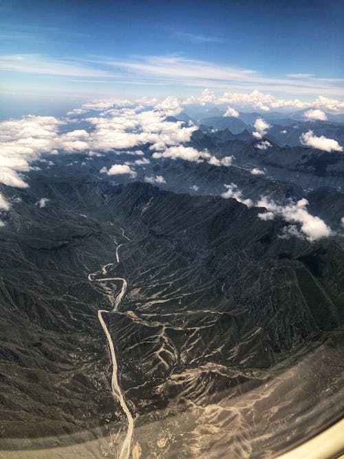 Free Aerial View of Mountain Ranges Stock Photo