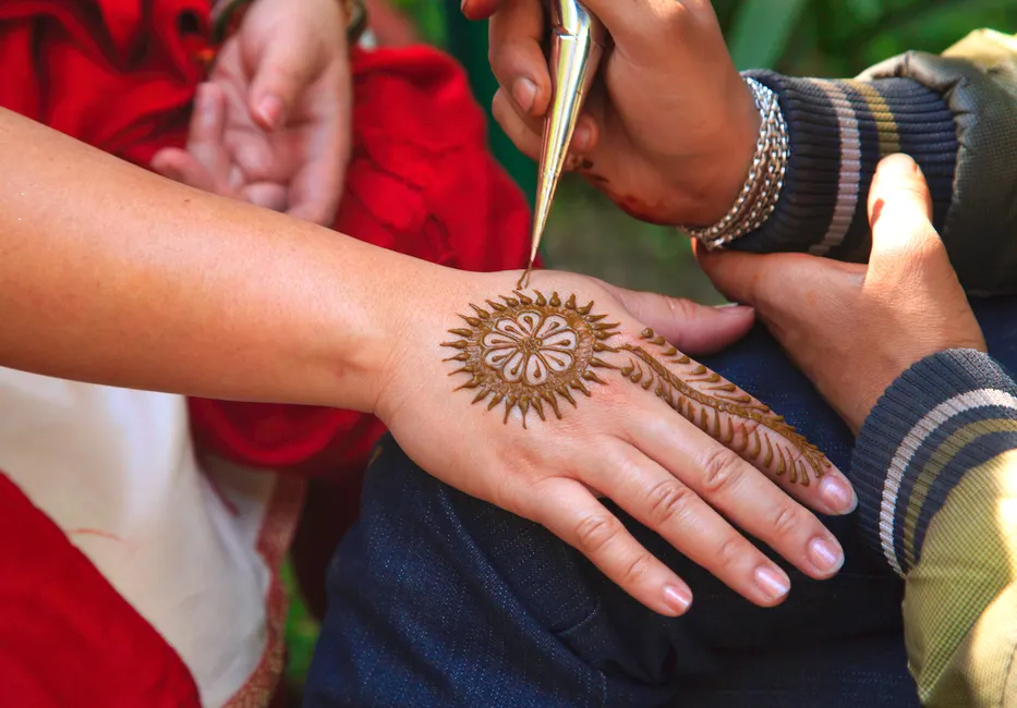 Close-up view of a temporary tattoo sticker being applied to wrist, showing crisp edges and realistic appearance.