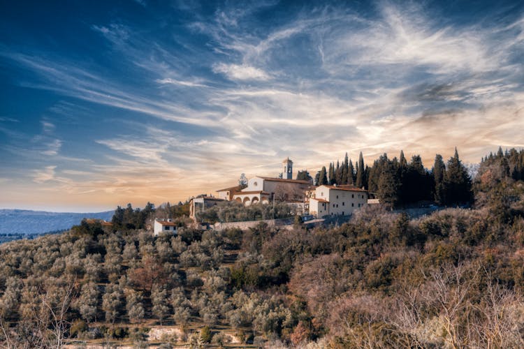 Mansion On Hill Near Sea